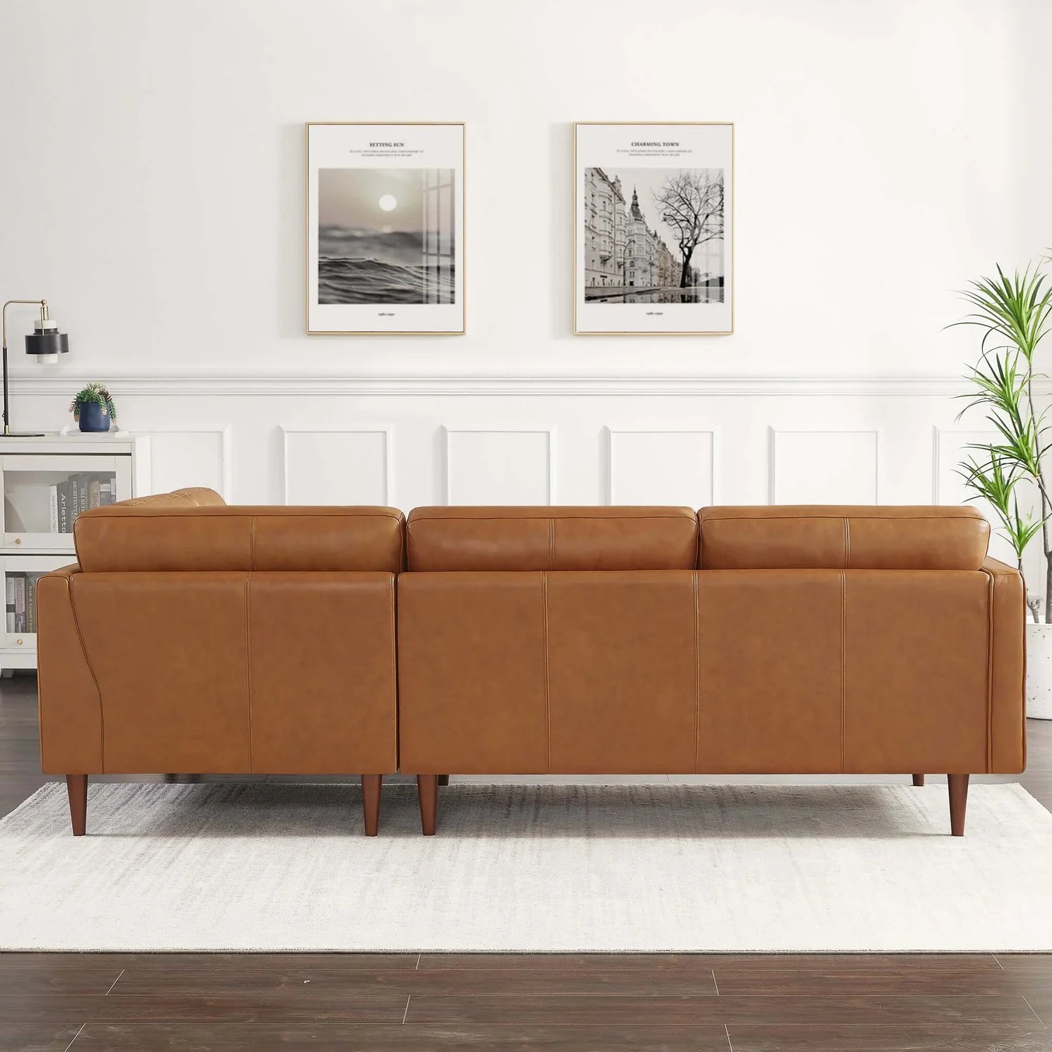Lucco Genuine Leather Sectional (Left Facing)