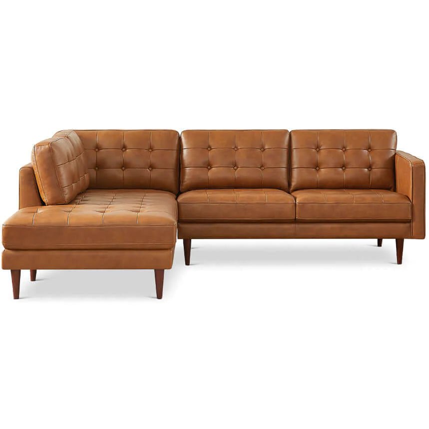 Lucco Genuine Leather Sectional (Left Facing) Cognac Tan