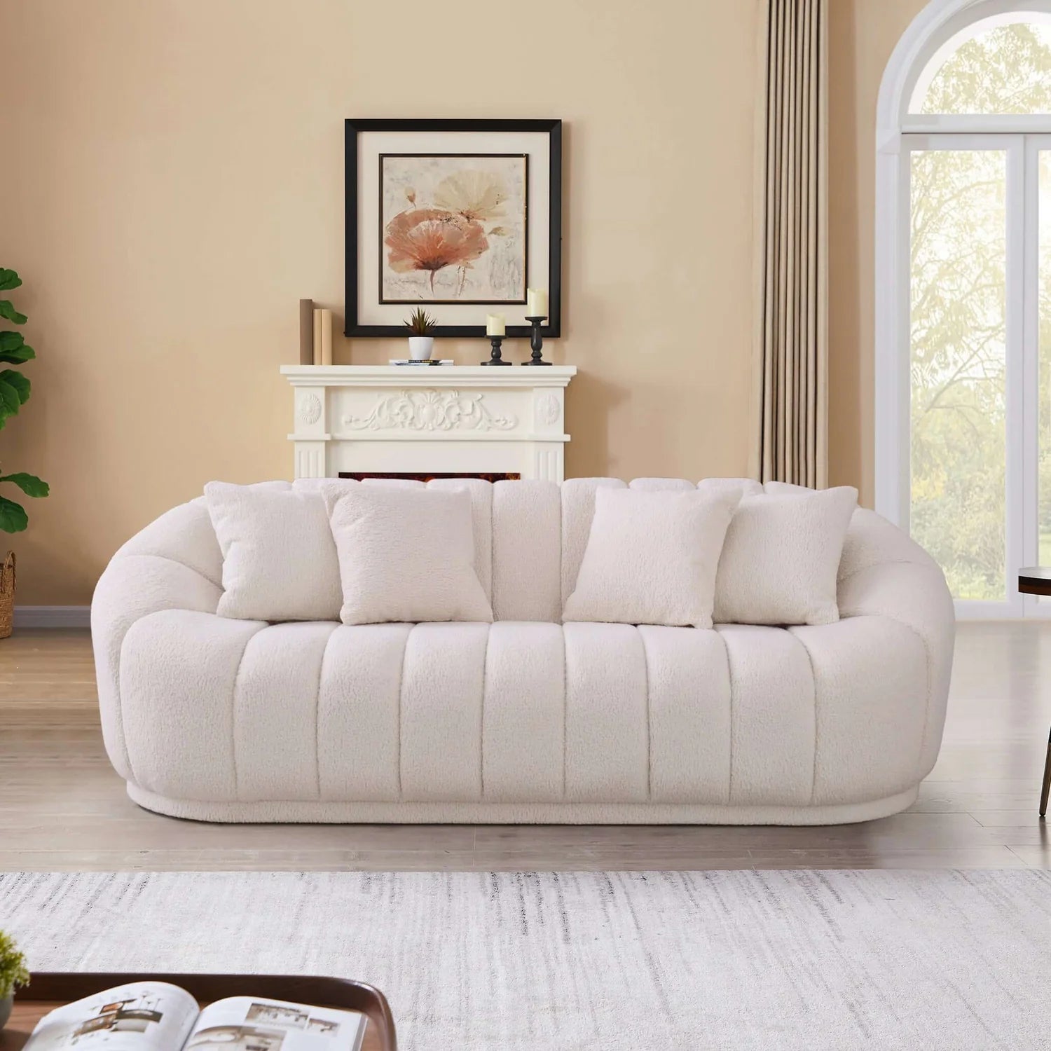Maximilian Japandi Style Tight Back Boucle Couch