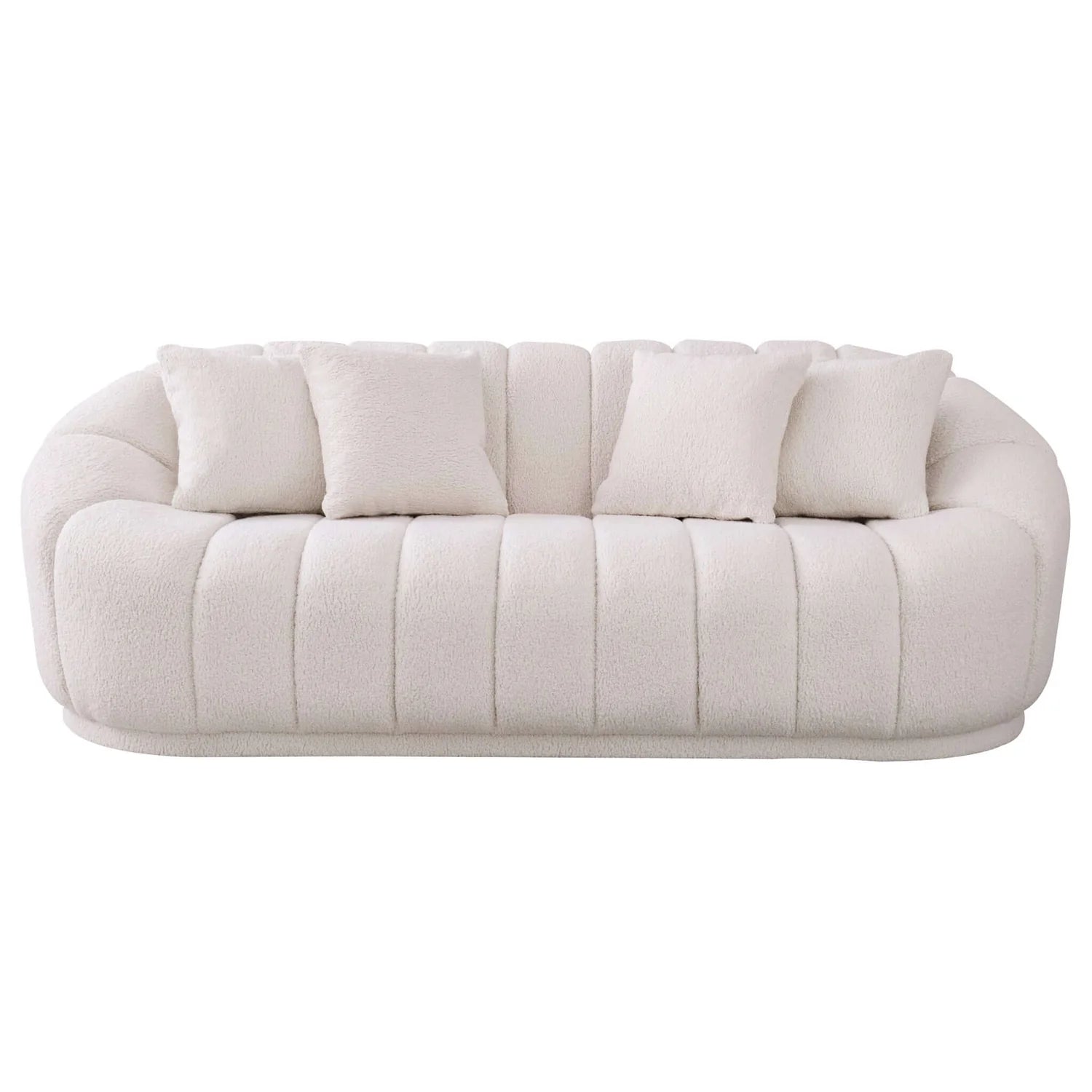 Maximilian Japandi Style Tight Back Boucle Couch White