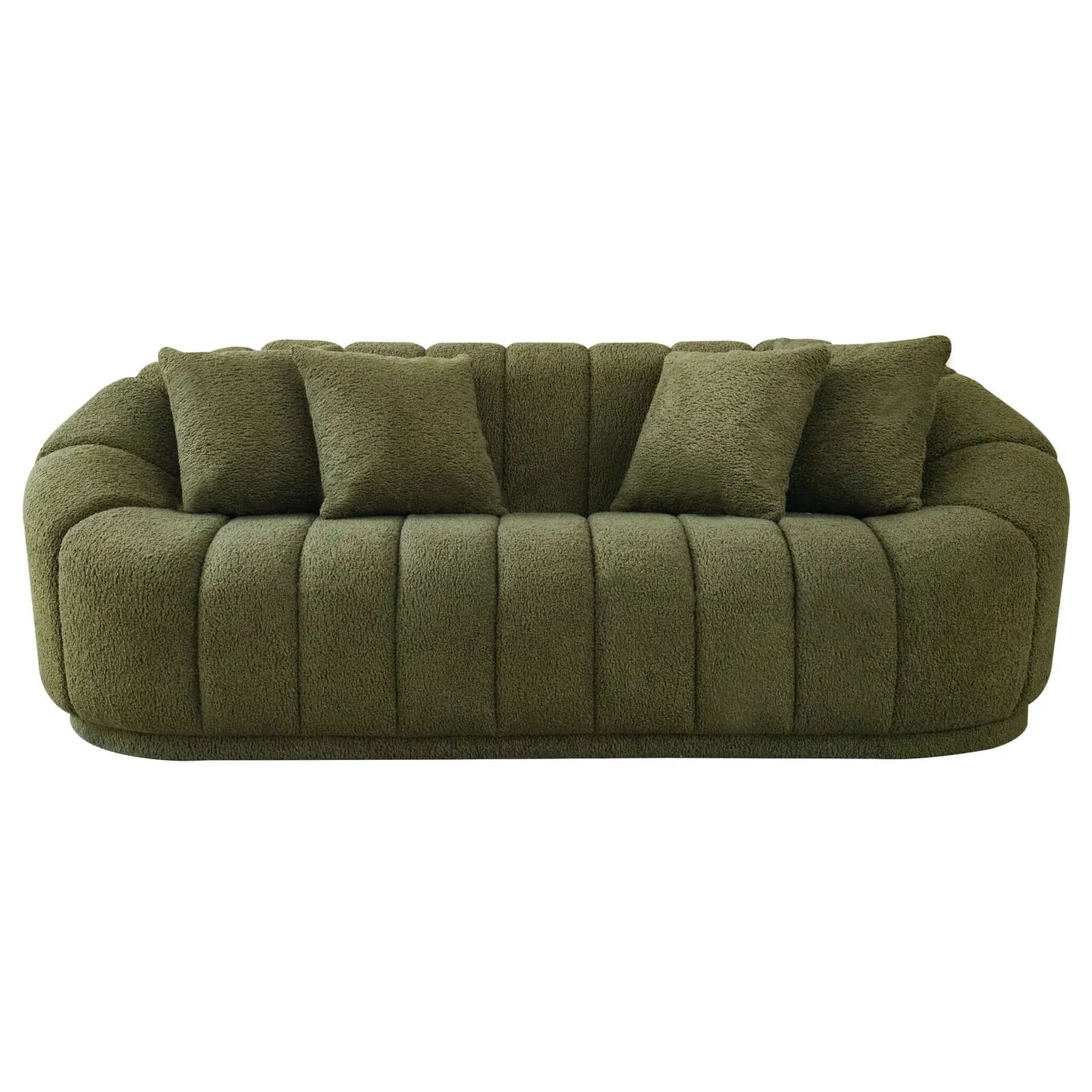 Maximilian Japandi Style Tight Back Boucle Couch Green