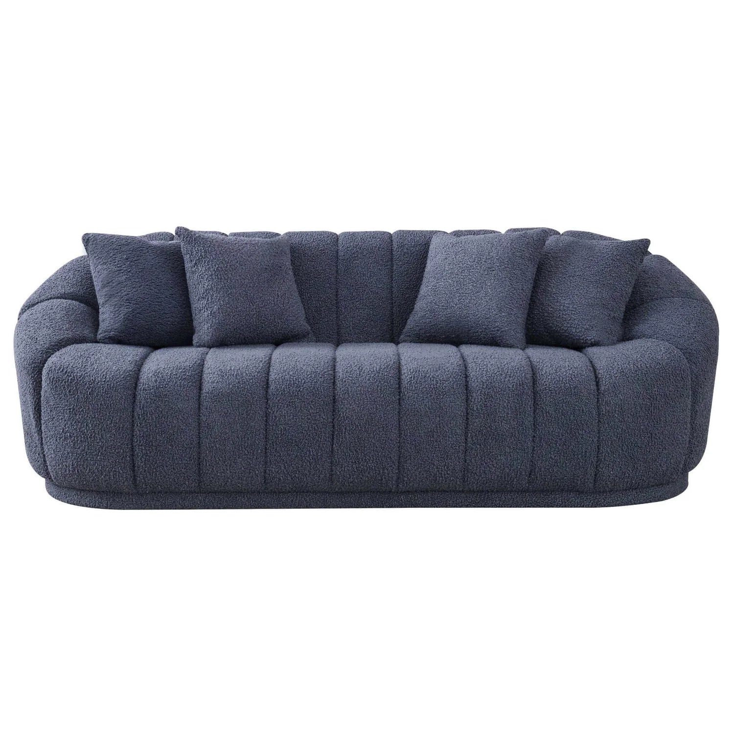 Maximilian Japandi Style Tight Back Boucle Couch Grey
