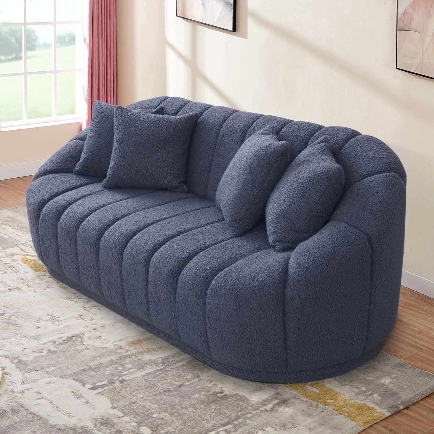 Maximilian Japandi Style Tight Back Boucle Couch