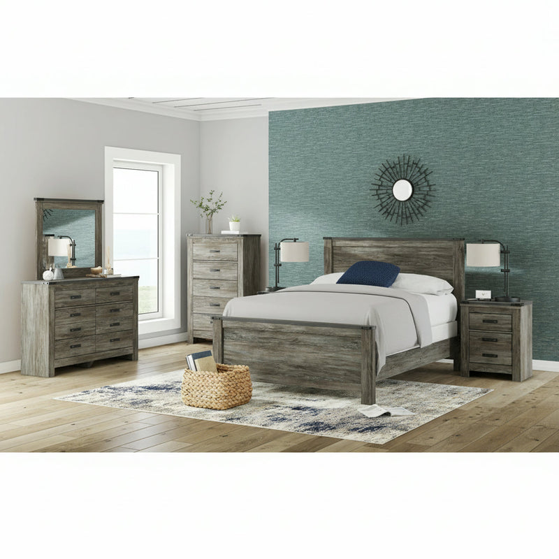 Frandern Full Bookcase Panel Bed with Storage, Dresser and Mirror