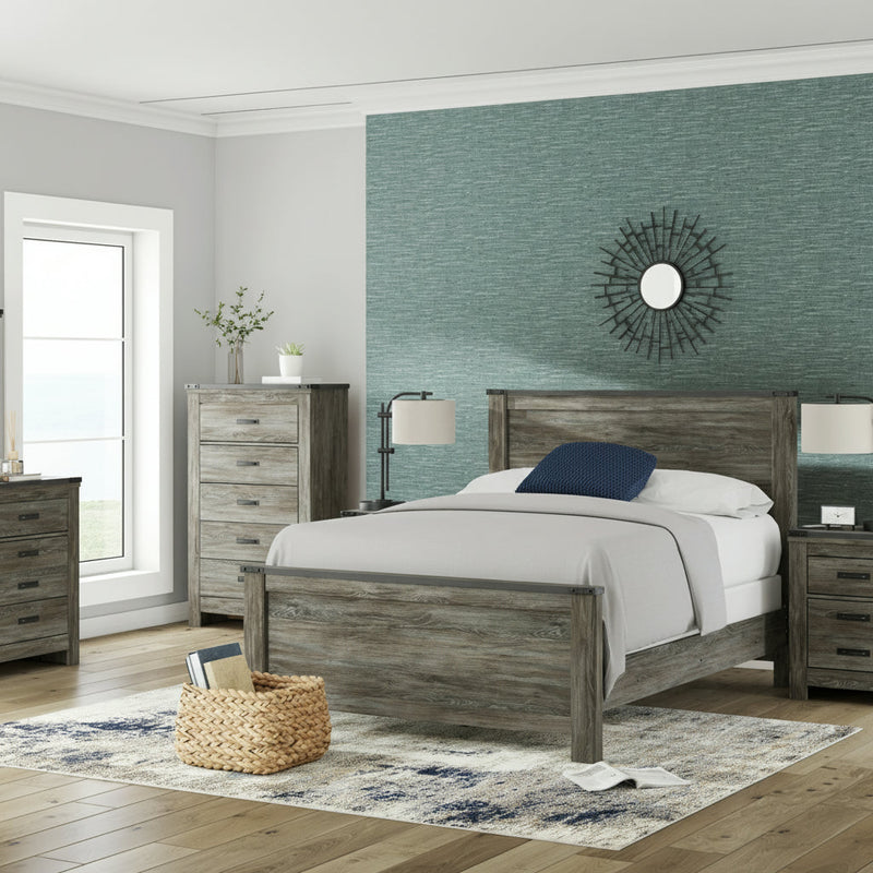 Frandern Full Bookcase Panel Bed with Storage, Dresser and Mirror