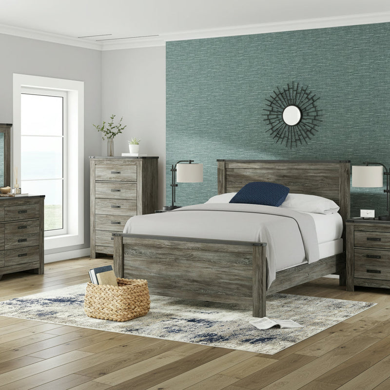 Frandern Full Bookcase Panel Bed with Storage, Dresser and Mirror