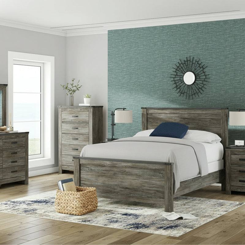 Frandern Full Bookcase Panel Bed with Storage, Dresser and Mirror