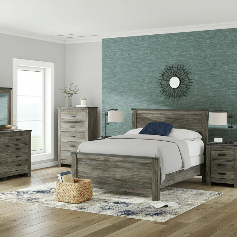 Frandern Full Bookcase Panel Bed with Storage, Dresser and Mirror