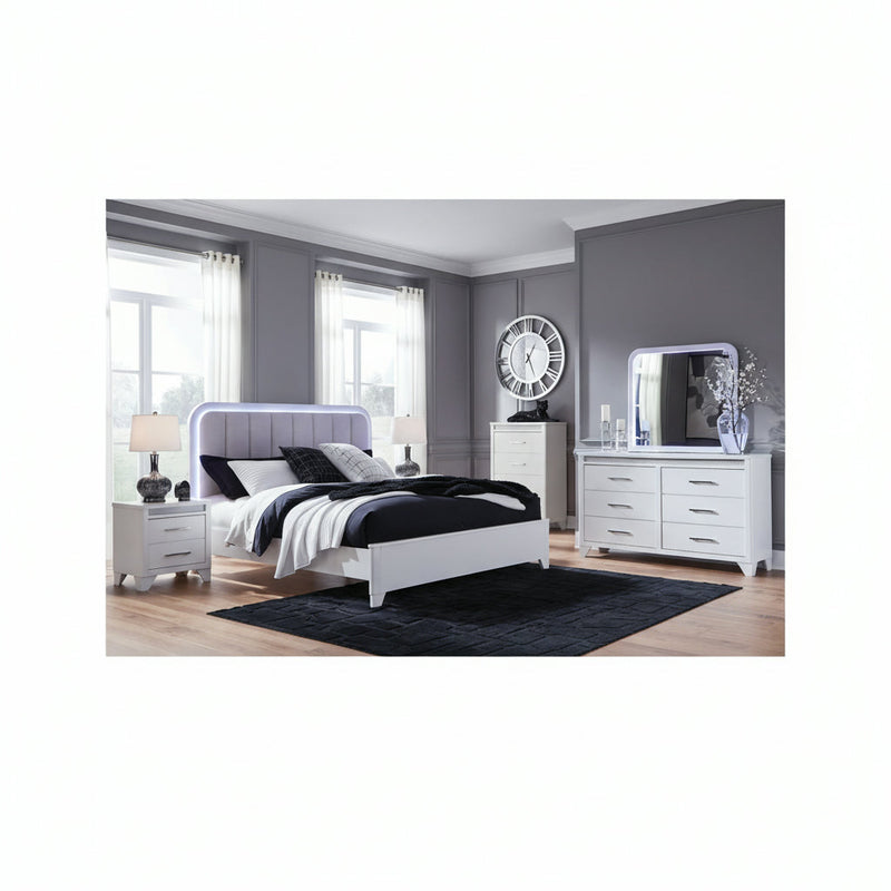 Jarlee Upholstered Panel Bed, Dresser, Mirror, Chest & Nightstand, Bedroom Set