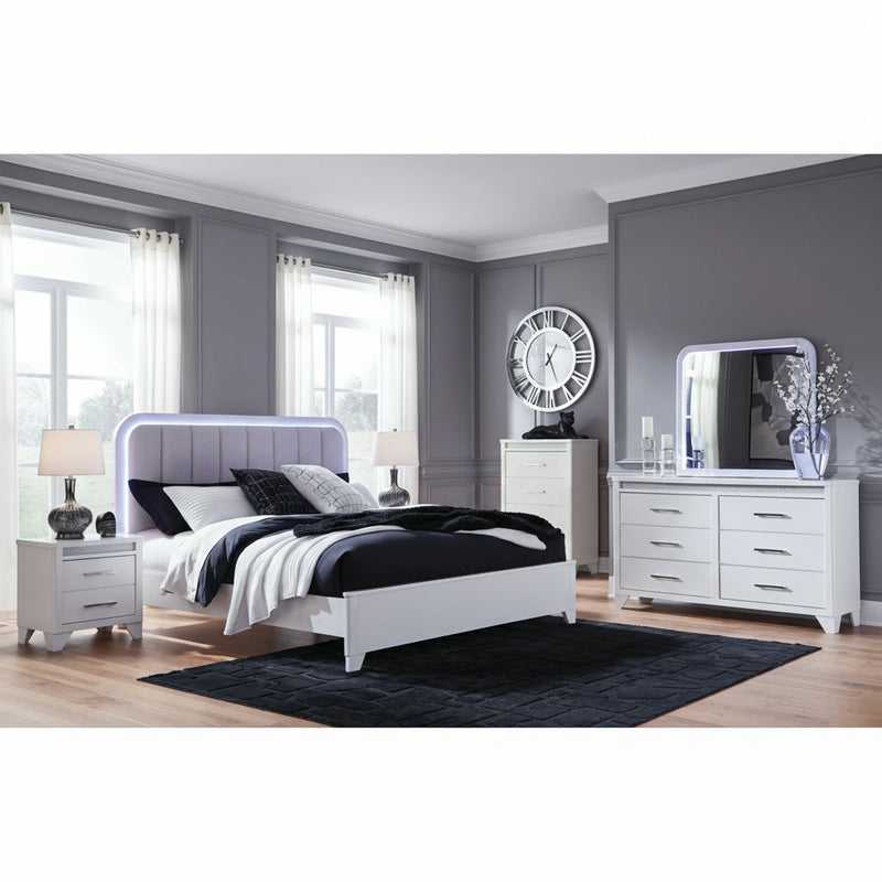 Jarlee Upholstered Panel Bed, Dresser, Mirror, Chest & Nightstand, Bedroom Set