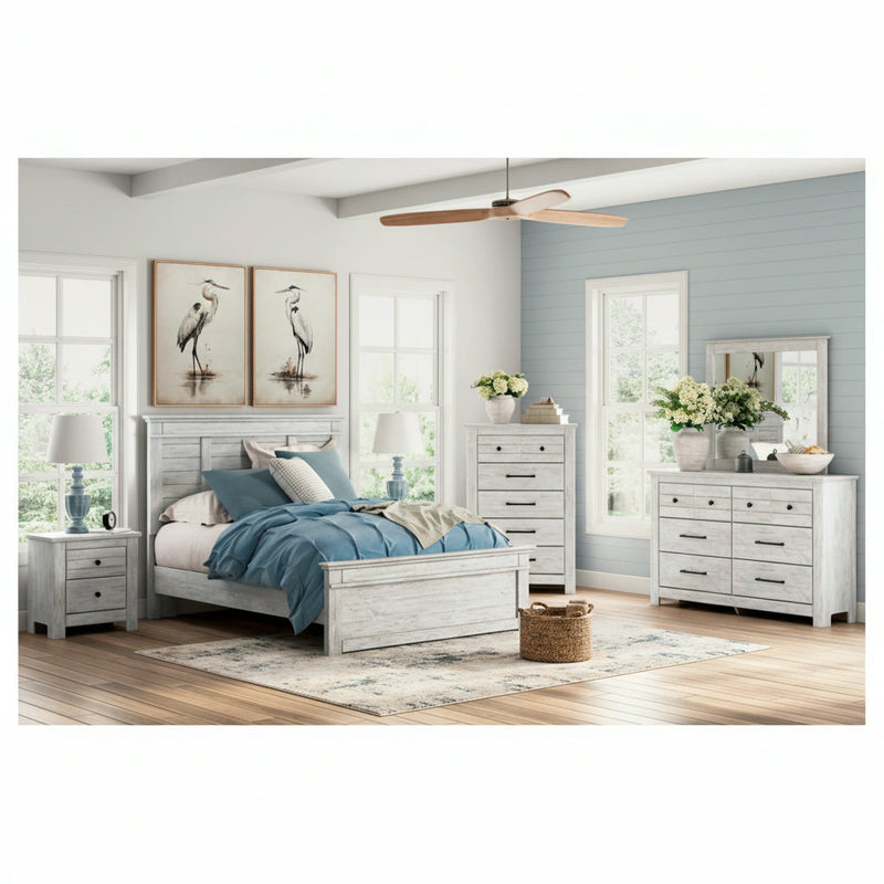Makidern Panel Bed, Dresser, Mirror, Chest & Nightstand, Bedroom Set