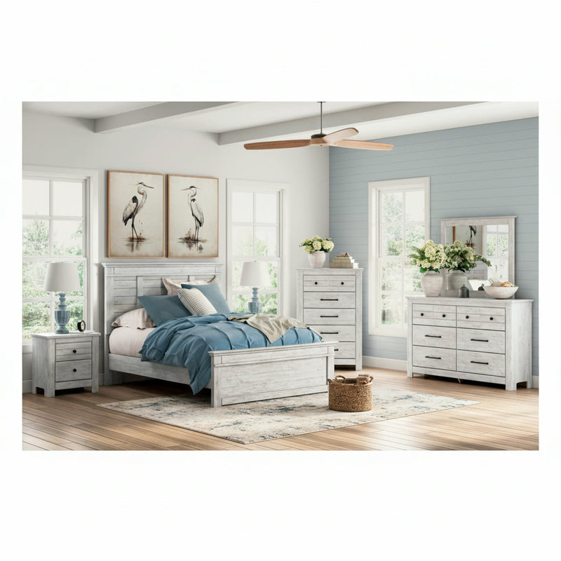 Makidern Panel Bed, Dresser, Mirror, Chest & Nightstand, Bedroom Set