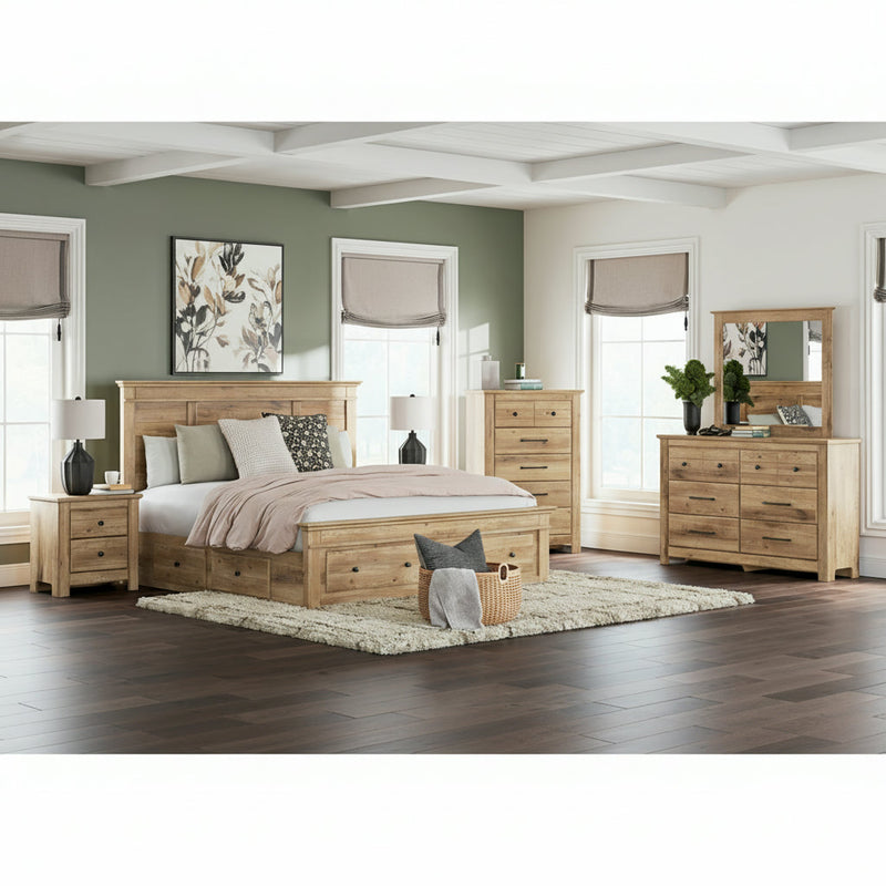 Makidern Panel Bed, Dresser, Mirror, Chest & Nightstand, Bedroom Set