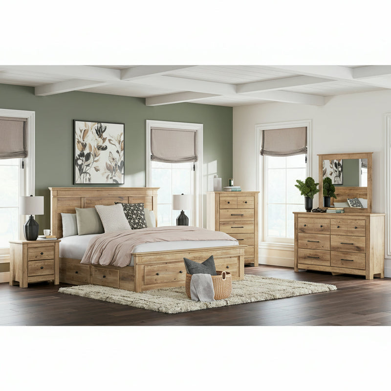 Makidern Panel Bed, Dresser, Mirror, Chest & Nightstand, Bedroom Set