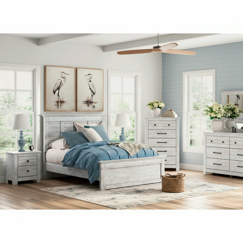 Makidern Panel Bed, Dresser, Mirror, Chest & Nightstand, Bedroom Set