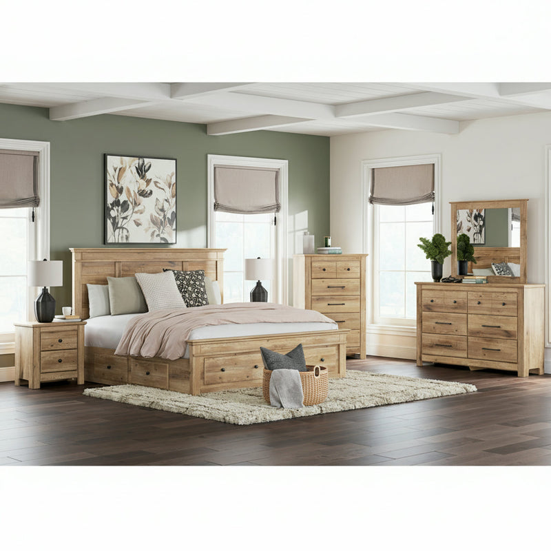 Makidern Panel Bed, Dresser, Mirror, Chest & Nightstand, Bedroom Set