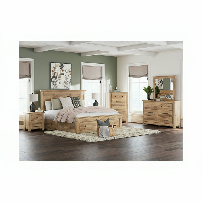 Makidern Panel Bed, Dresser, Mirror, Chest & Nightstand, Bedroom Set