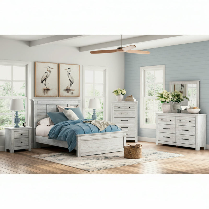 Makidern Panel Bed, Dresser, Mirror, Chest & Nightstand, Bedroom Set