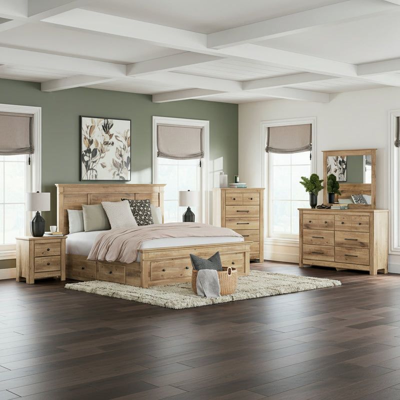 Makidern Panel Bed, Dresser, Mirror, Chest & Nightstand, Bedroom Set