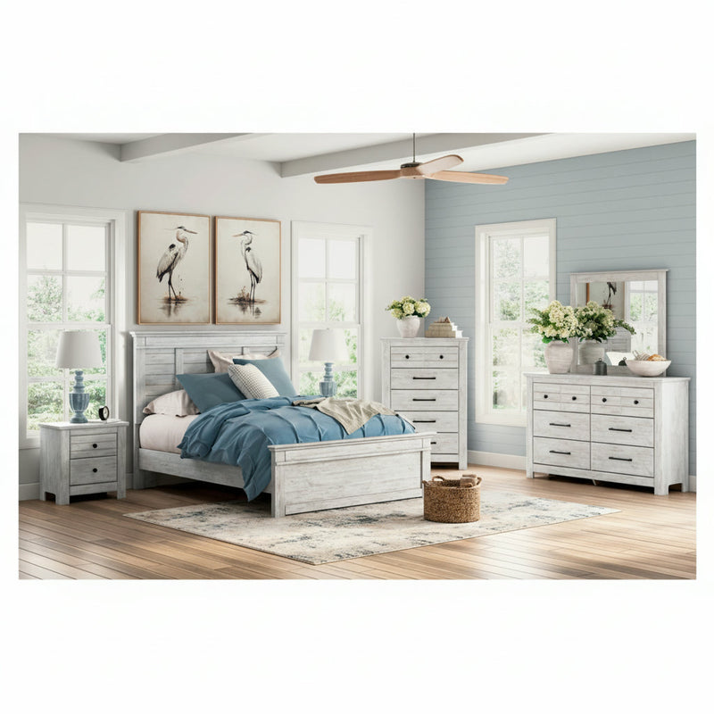 Makidern Panel Bed, Dresser, Mirror, Chest & Nightstand, Bedroom Set