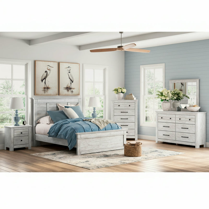 Makidern Panel Bed, Dresser, Mirror, Chest & Nightstand, Bedroom Set
