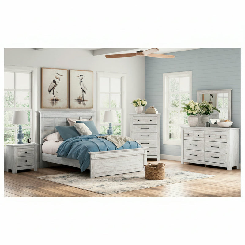 Makidern Panel Bed, Dresser, Mirror, Chest & Nightstand, Bedroom Set