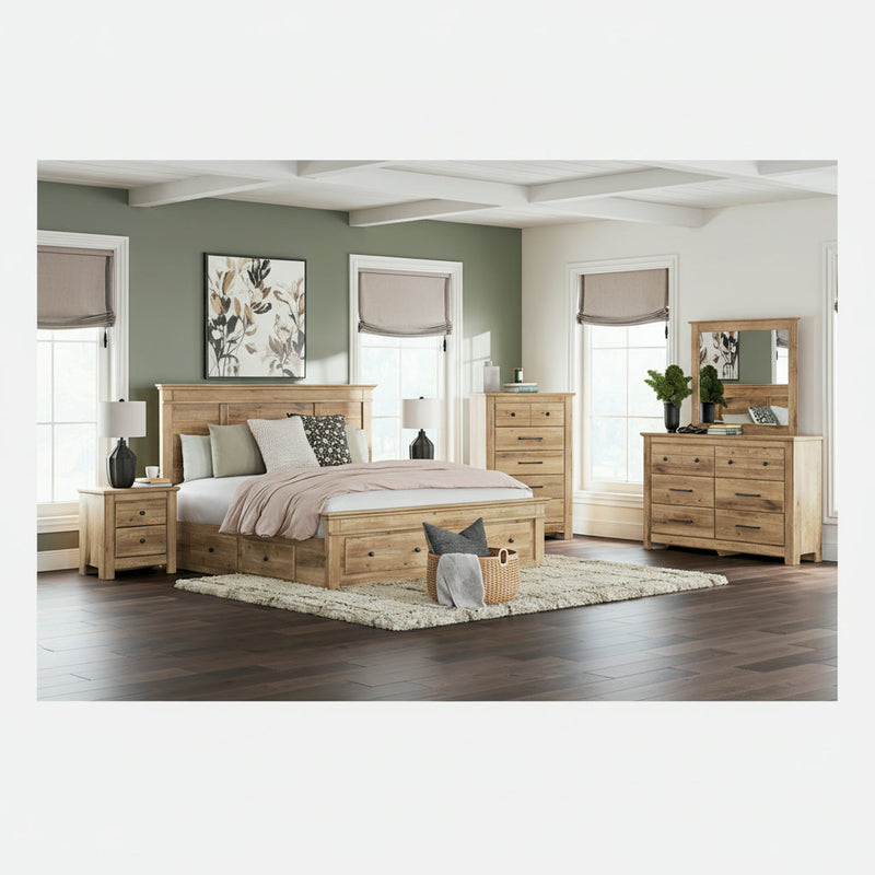Makidern Panel Bed, Dresser, Mirror, Chest & Nightstand, Bedroom Set