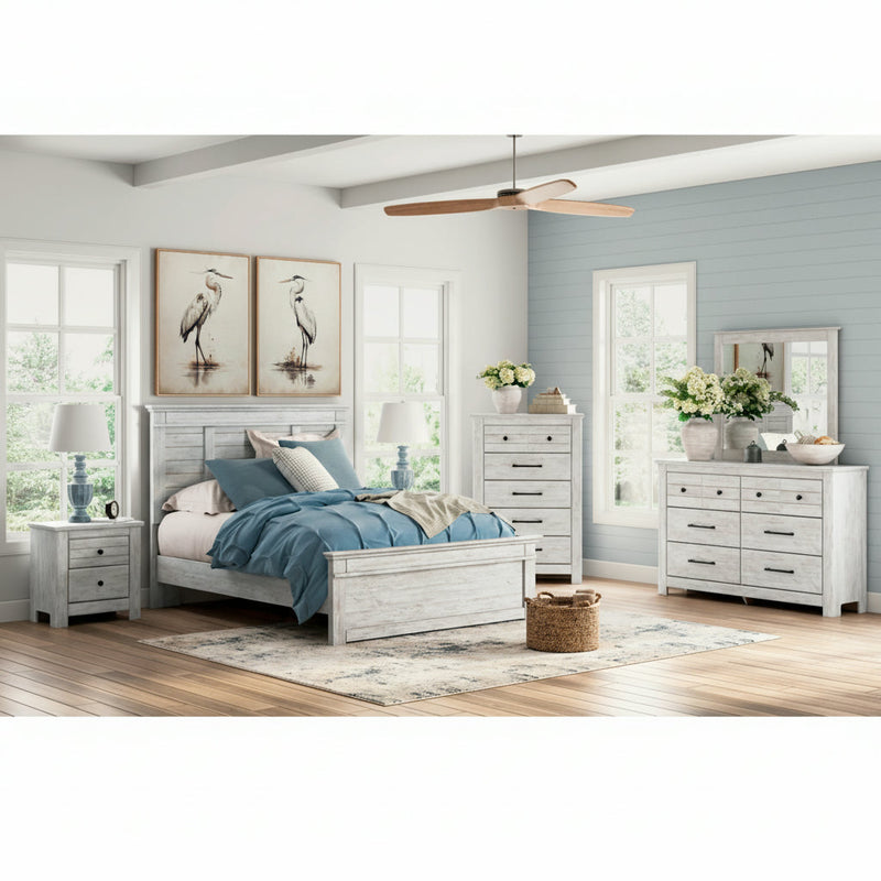 Makidern Panel Bed, Dresser, Mirror, Chest & Nightstand, Bedroom Set
