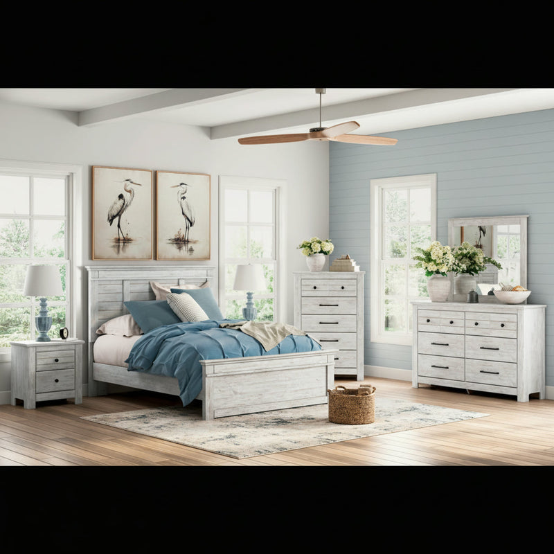 Makidern Panel Bed, Dresser, Mirror, Chest & Nightstand, Bedroom Set