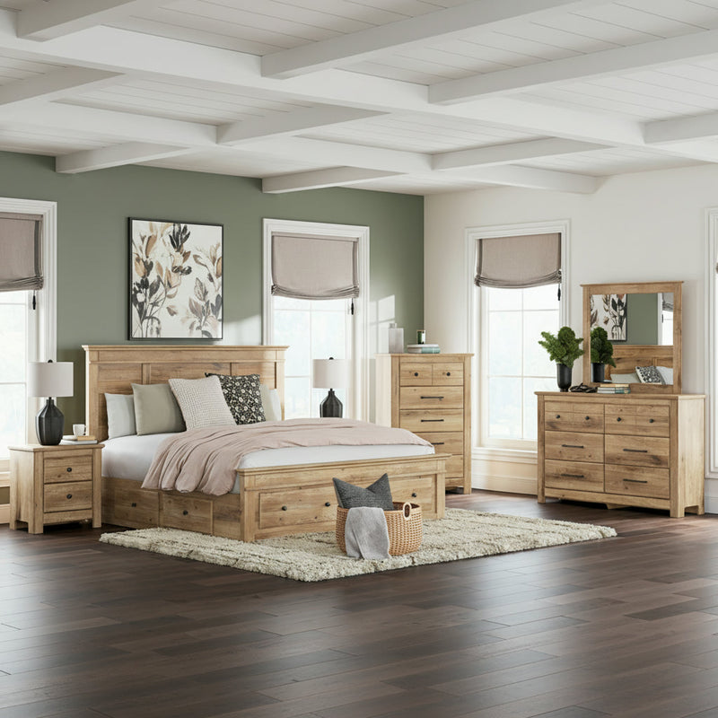 Makidern Panel Bed, Dresser, Mirror, Chest & Nightstand, Bedroom Set