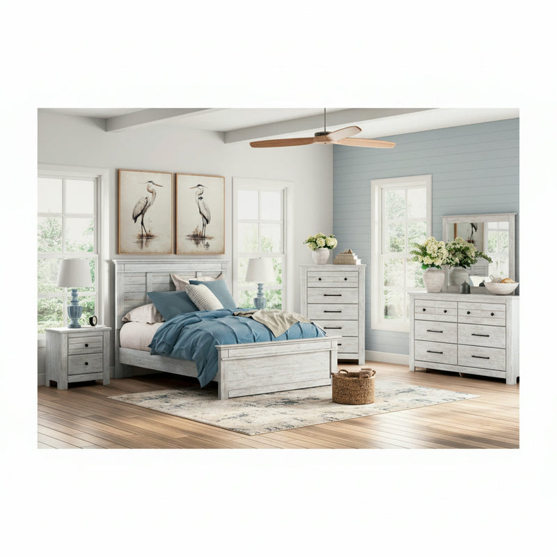 Makidern Panel Bed, Dresser, Mirror, Chest & Nightstand, Bedroom Set