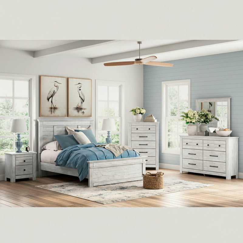 Makidern Panel Bed, Dresser, Mirror, Chest & Nightstand, Bedroom Set