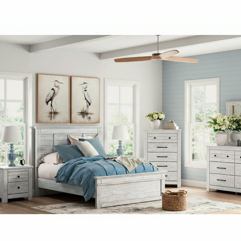 Makidern Panel Bed, Dresser, Mirror, Chest & Nightstand, Bedroom Set