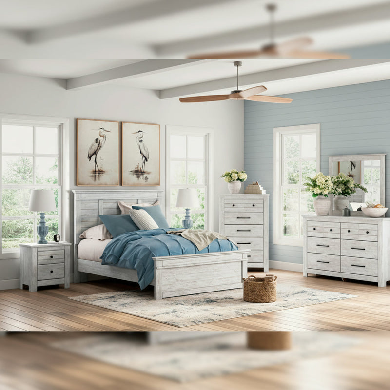 Makidern Panel Bed, Dresser, Mirror, Chest & Nightstand, Bedroom Set