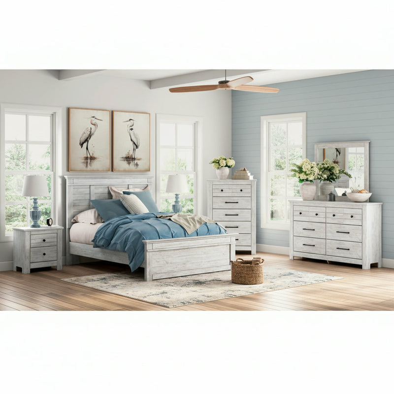Makidern Panel Bed, Dresser, Mirror, Chest & Nightstand, Bedroom Set