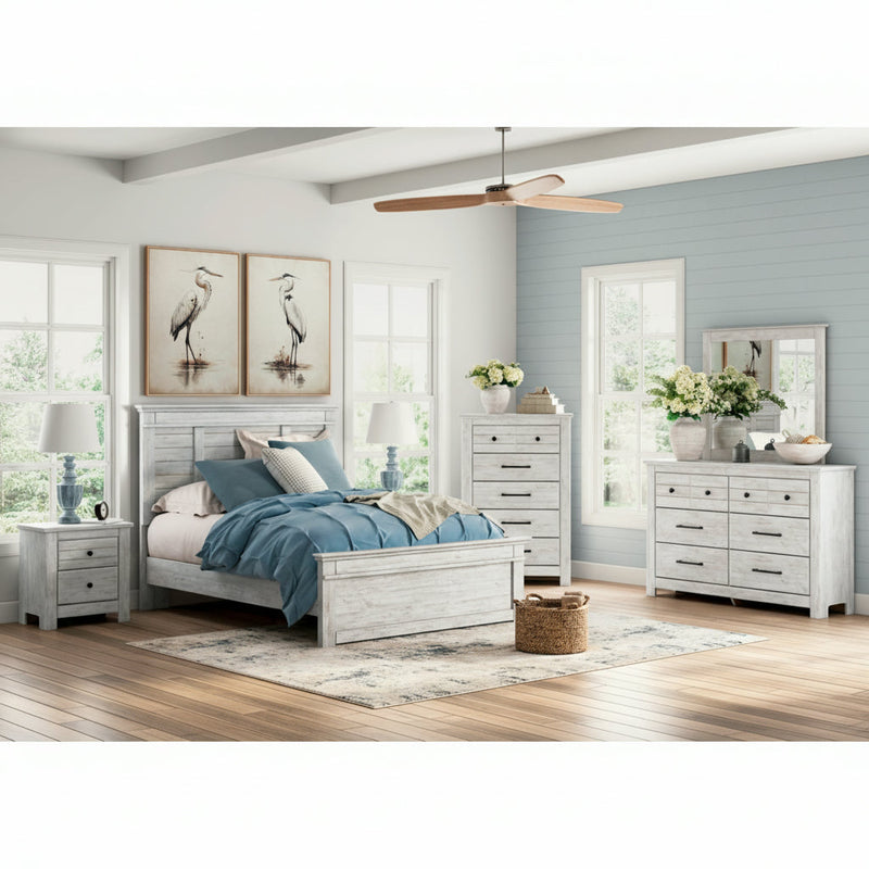 Makidern Panel Bed, Dresser, Mirror, Chest & Nightstand, Bedroom Set