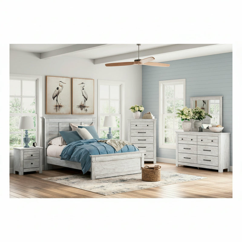 Makidern Panel Bed, Dresser, Mirror, Chest & Nightstand, Bedroom Set