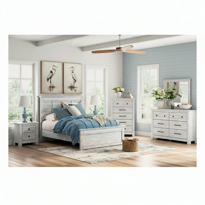 Makidern Panel Bed, Dresser, Mirror, Chest & Nightstand, Bedroom Set