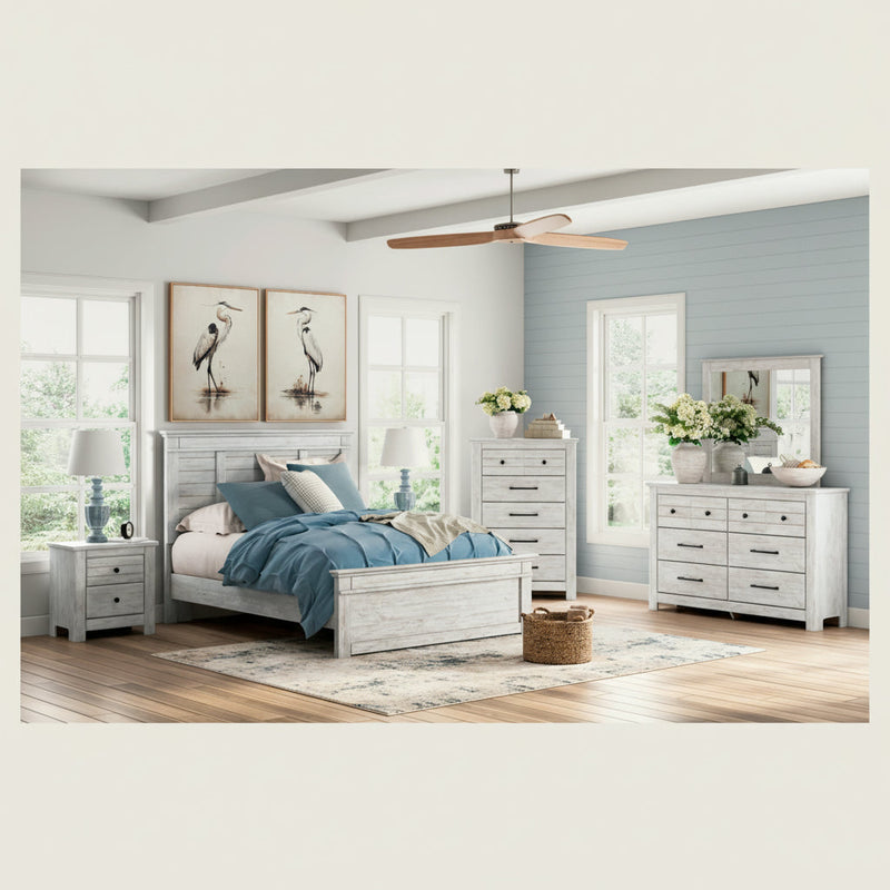 Makidern Panel Bed, Dresser, Mirror, Chest & Nightstand, Bedroom Set