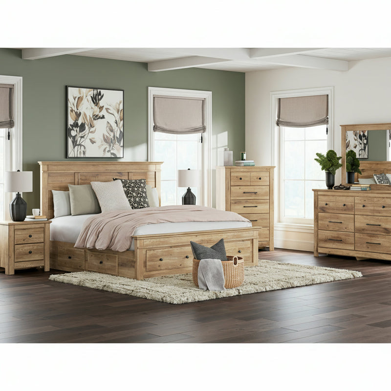 Makidern Panel Bed, Dresser, Mirror, Chest & Nightstand, Bedroom Set