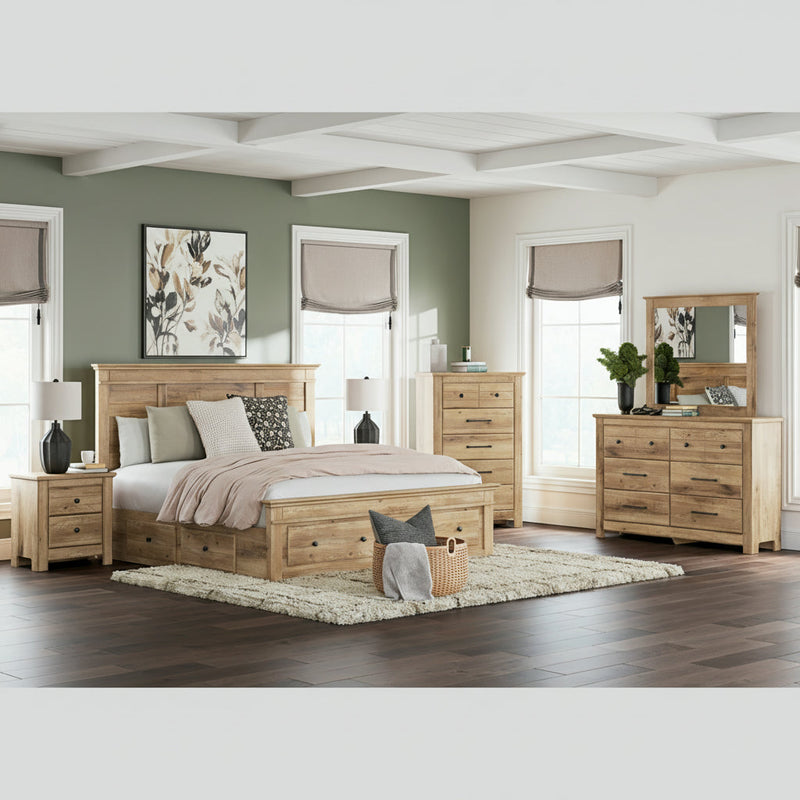 Makidern Panel Bed, Dresser, Mirror, Chest & Nightstand, Bedroom Set