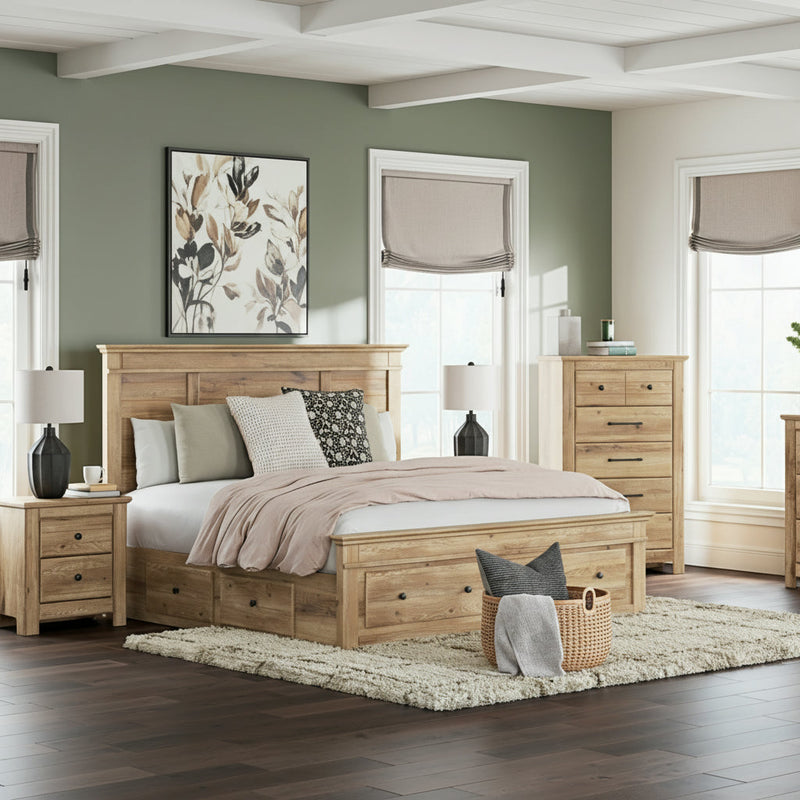 Makidern Panel Bed, Dresser, Mirror, Chest & Nightstand, Bedroom Set