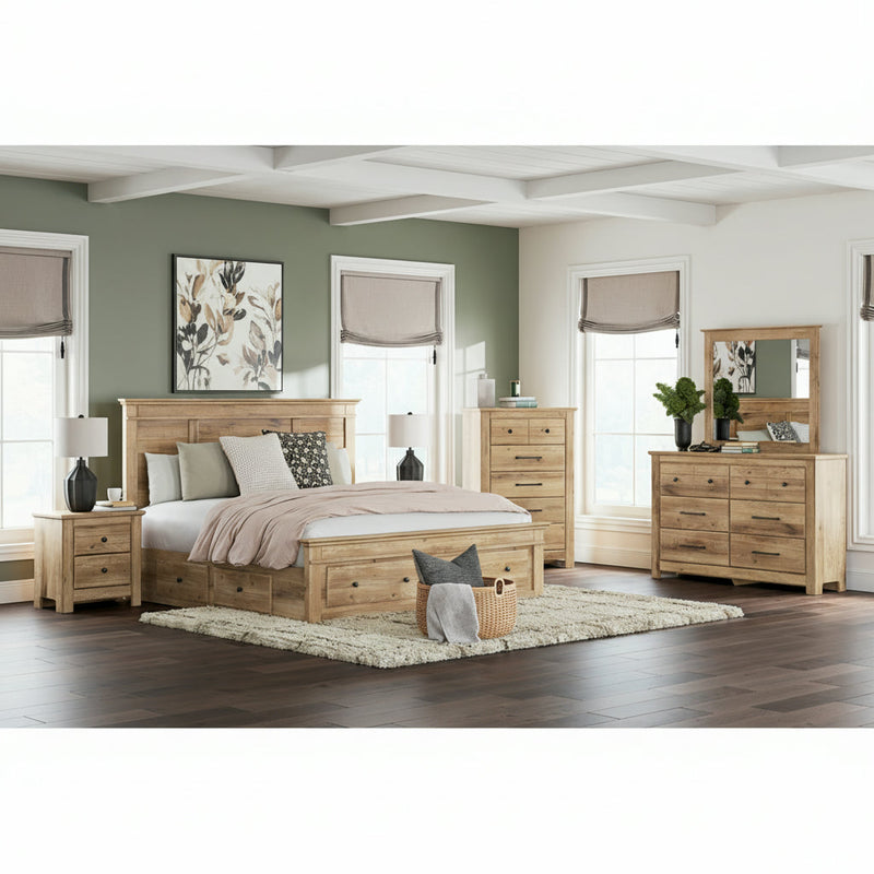 Makidern Panel Bed, Dresser, Mirror, Chest & Nightstand, Bedroom Set
