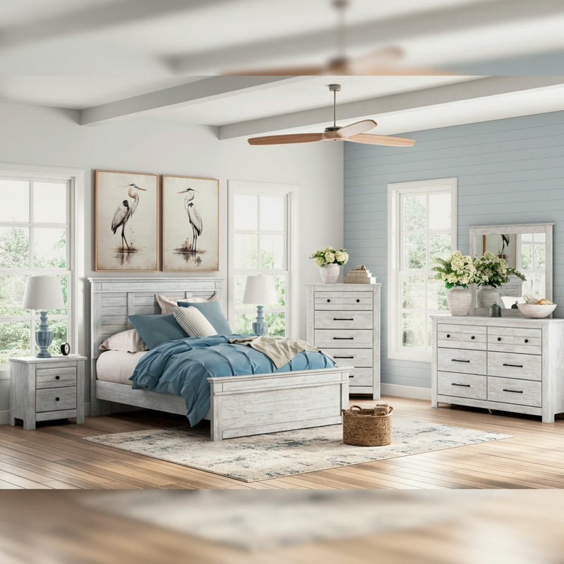 Makidern Panel Bed, Dresser, Mirror, Chest & Nightstand, Bedroom Set