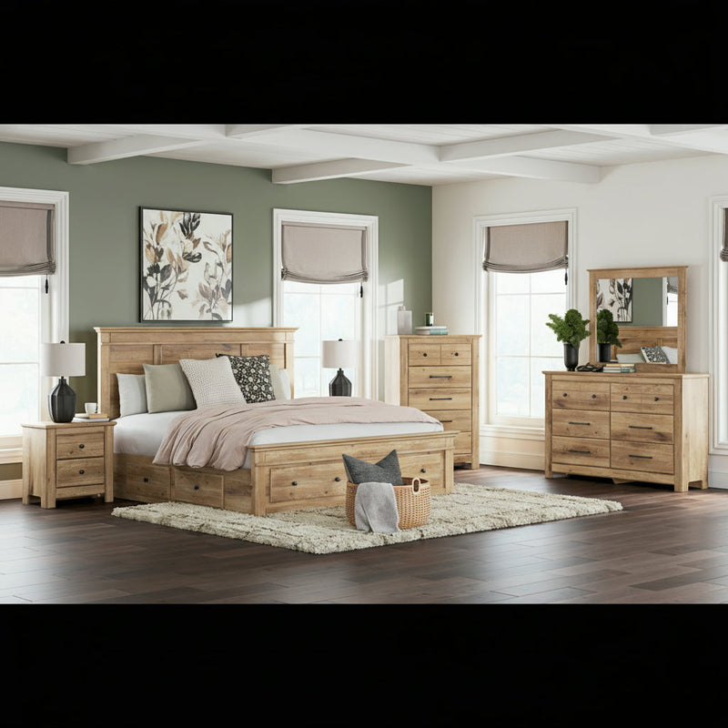Makidern Panel Bed, Dresser, Mirror, Chest & Nightstand, Bedroom Set