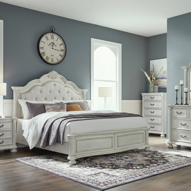 Montelaine Upholstered Panel Bed, Dresser, Mirror, Chest & Nightstand, Bedroom Set