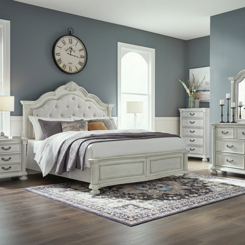 Montelaine Upholstered Panel Bed, Dresser, Mirror, Chest & Nightstand, Bedroom Set