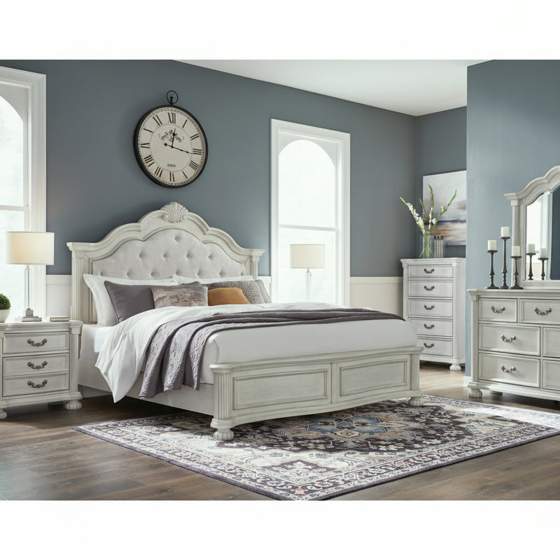 Montelaine Upholstered Panel Bed, Dresser, Mirror, Chest & Nightstand, Bedroom Set