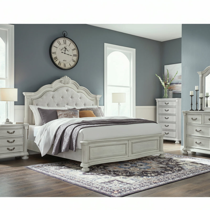 Montelaine Upholstered Panel Bed, Dresser, Mirror, Chest & Nightstand, Bedroom Set