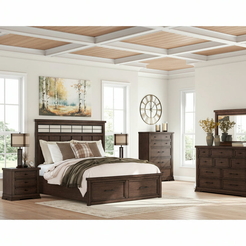 Taffenbrook Panel Storage Bed, Dresser, Mirror, Chest & Nightstand, Bedroom Set